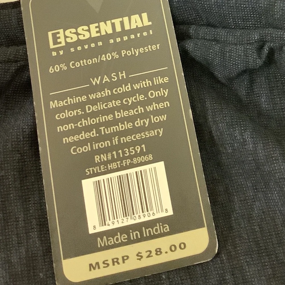 Essentials by 7 Apparel Cotton Blend Knit Lounge Pants Pockets XL New Yarn Dye